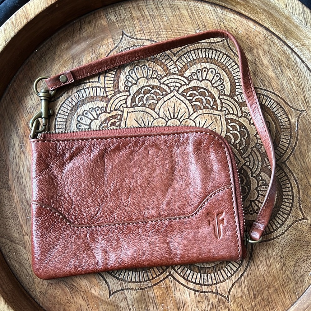 Frye small leather wrist bag
